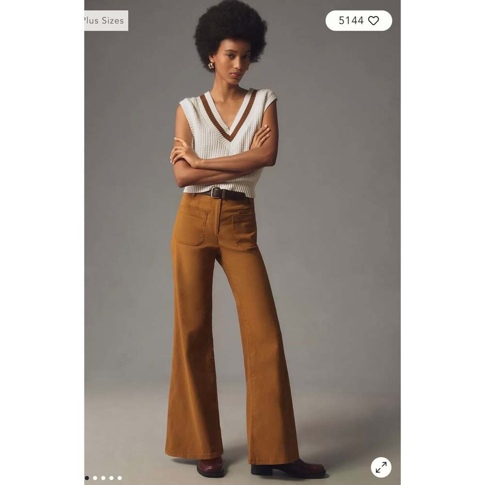 Maeve Anthropologie Junie High-Rise Flare Pants Women’s 28 Brown Magic Fabric